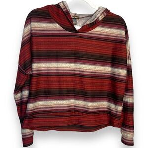 Luna Chix Cropped Sweatshirt Womens Large Multicolored Striped Hooded Casual Top